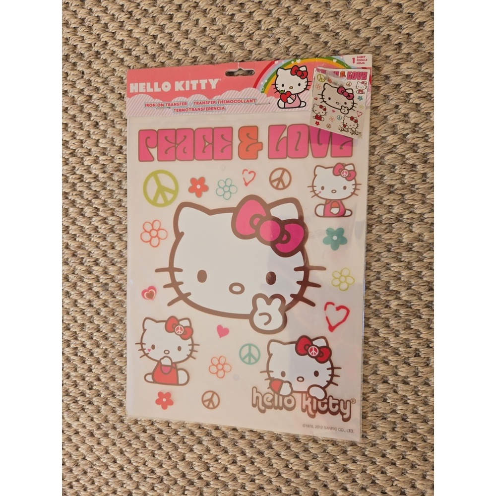 Hello Kitty by Sanrio Peace & Love Fabric Iron on Transfer 1 sheet 2012 NIP